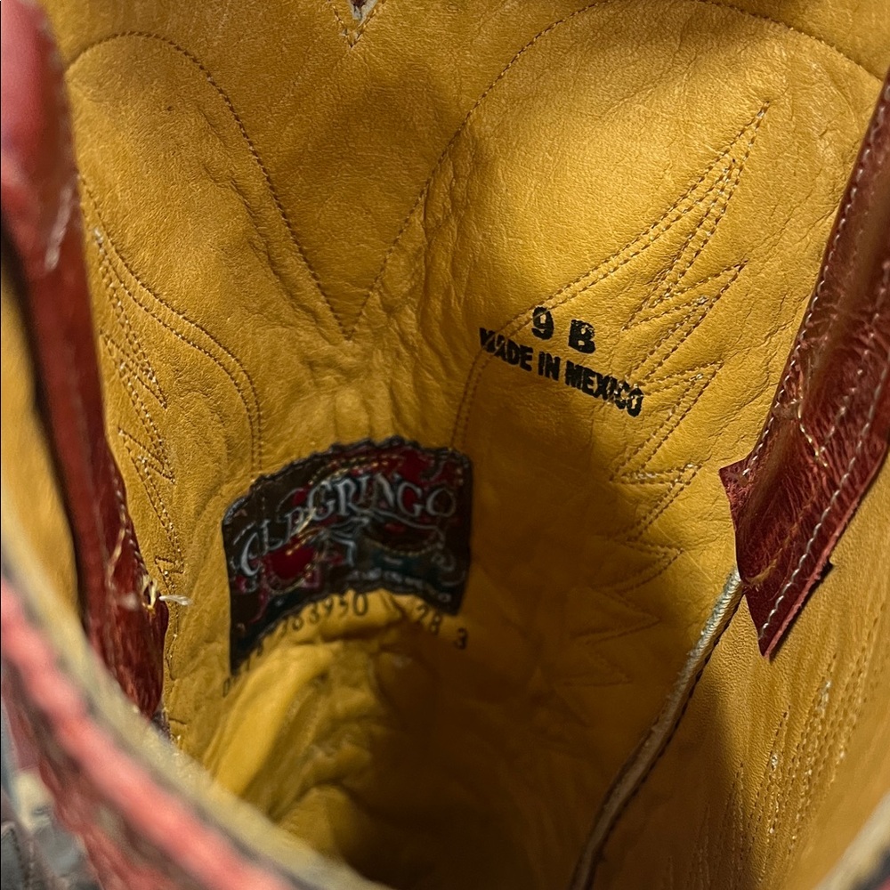 Old Gringo Western Leather Boots with Red and Brown Accents - Picture 4 of 7